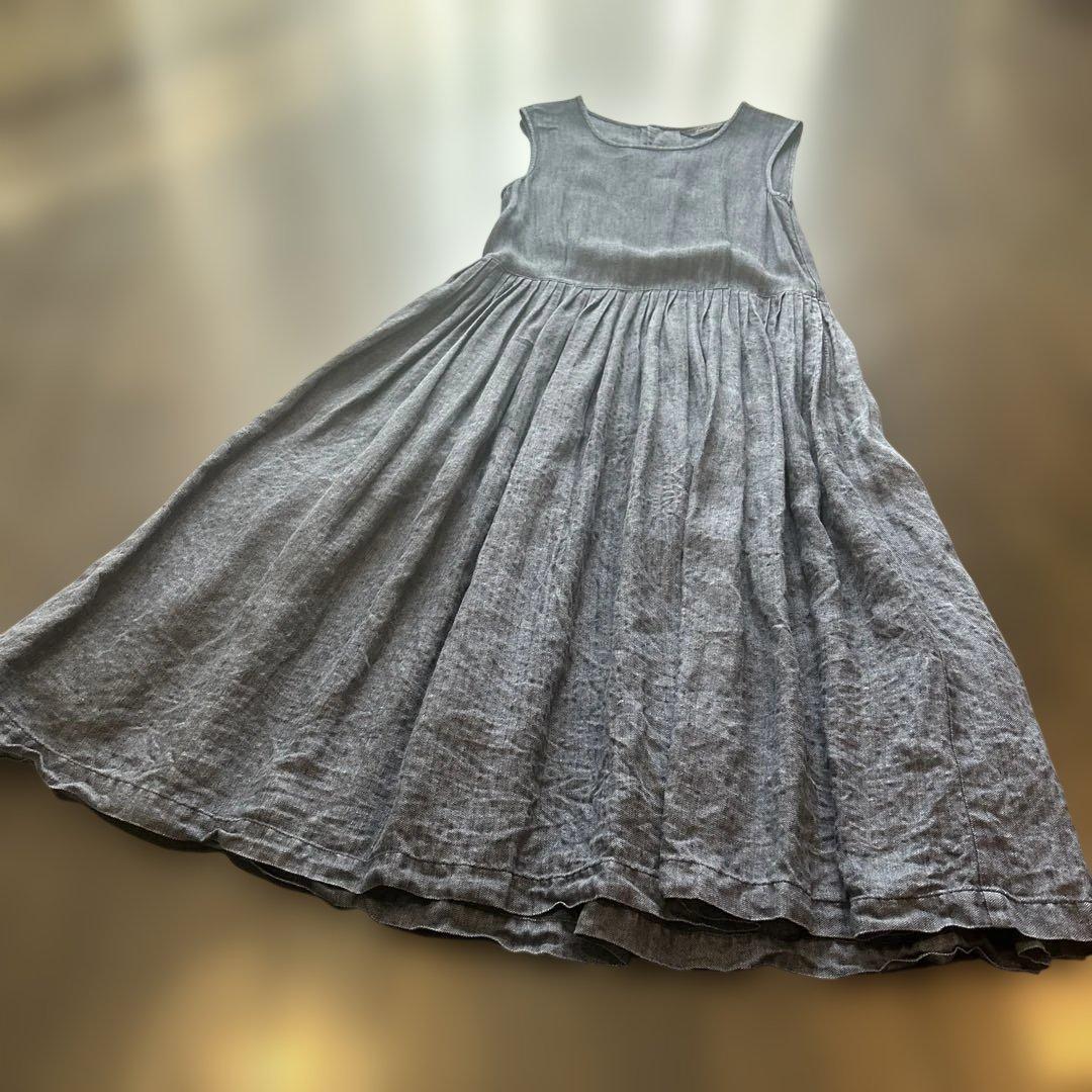 リゼッタ✴︎リネン100%✴︎ノースリーブロングワンピース✴︎ネイビー