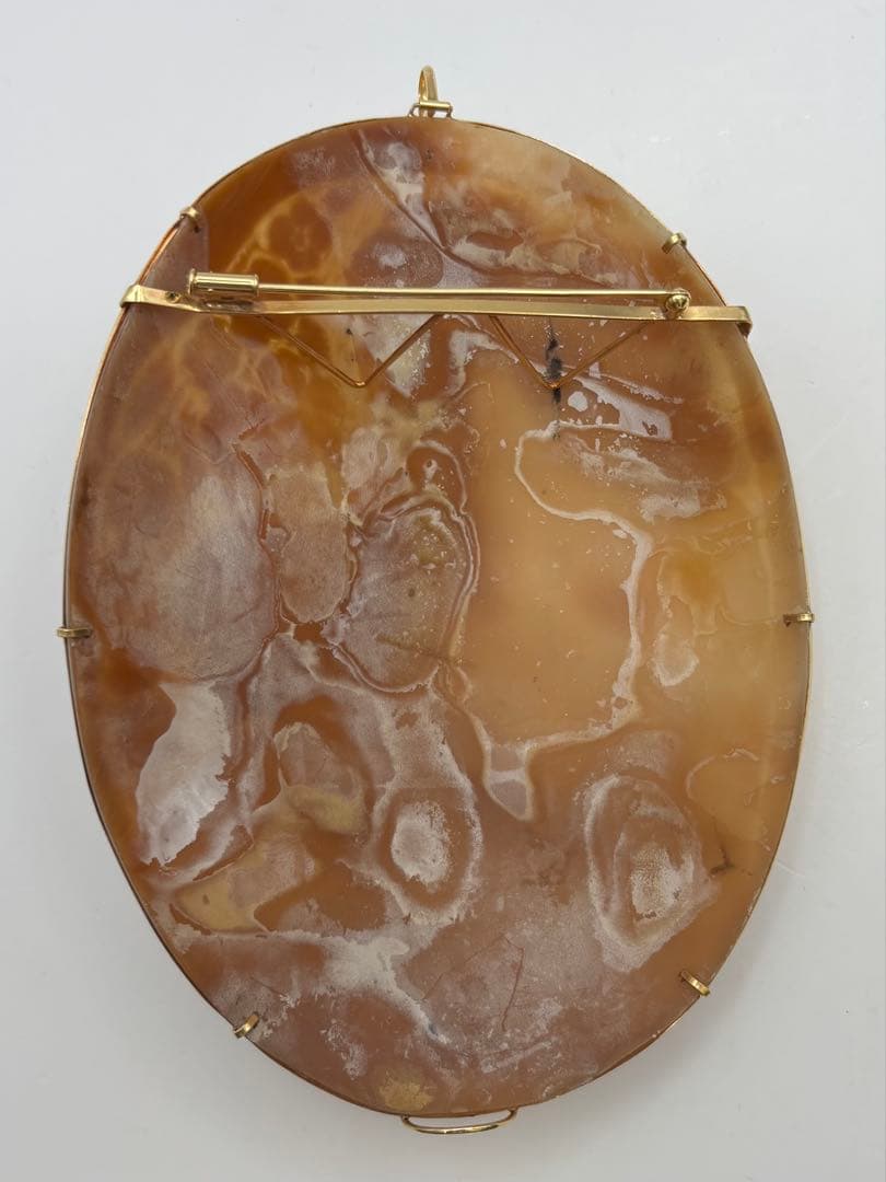 シェルカメオ チロソルヴィーノ ブローチ ペンダントトップ K18刻印 超特大