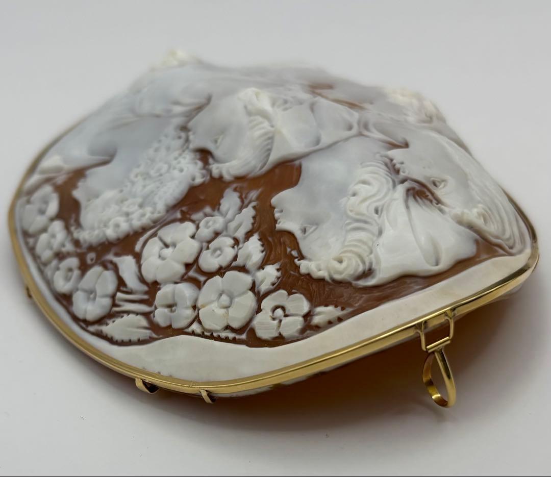 シェルカメオ チロソルヴィーノ ブローチ ペンダントトップ K18刻印 超特大