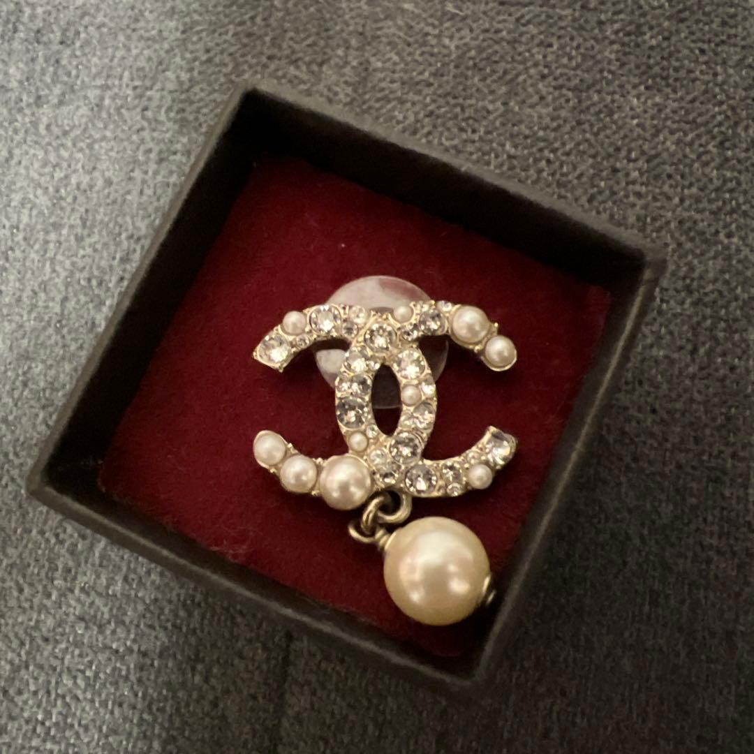 CHANEL シャネル ココマーク パール ピアス ラインストーン 片耳