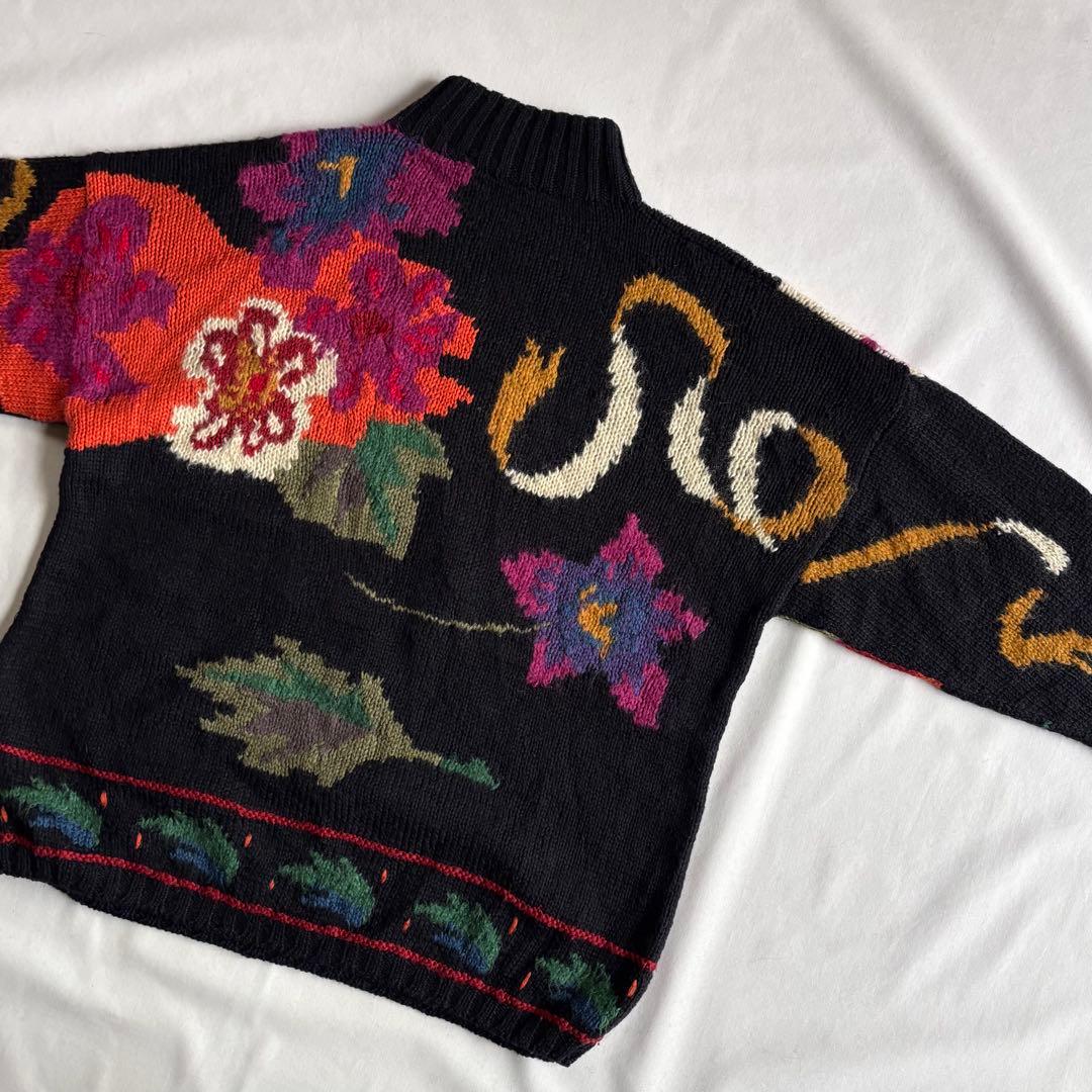 トップス 80s-90s VINTAGE flower pattern wool knit