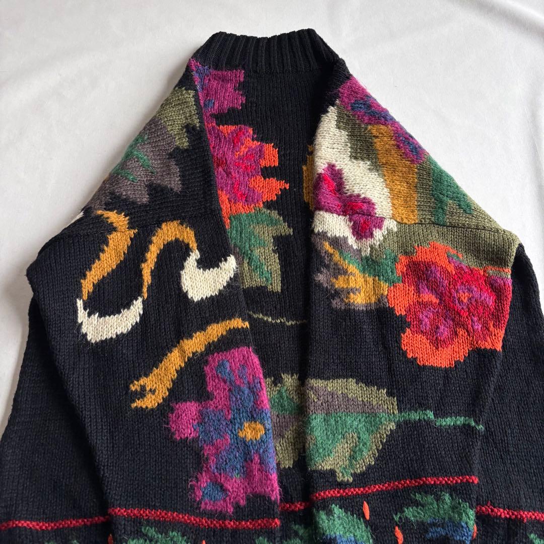 トップス 80s-90s VINTAGE flower pattern wool knit