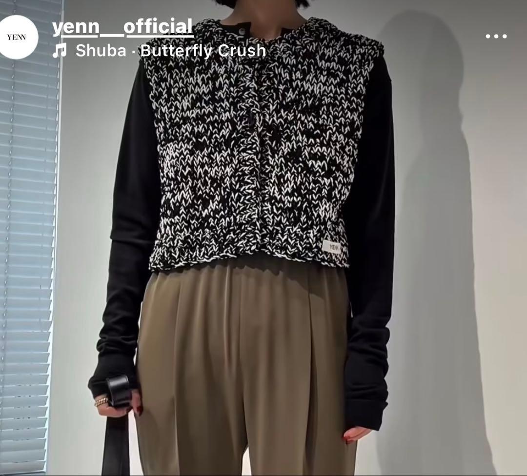 YENN ミックスハンドニットベスト ブラック