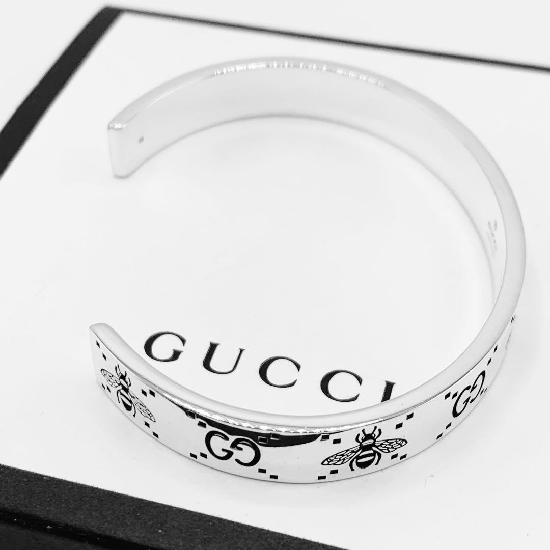 【未使用に近い/レア】GUCCI バングル　ビー　蜂　GG インターロッキング