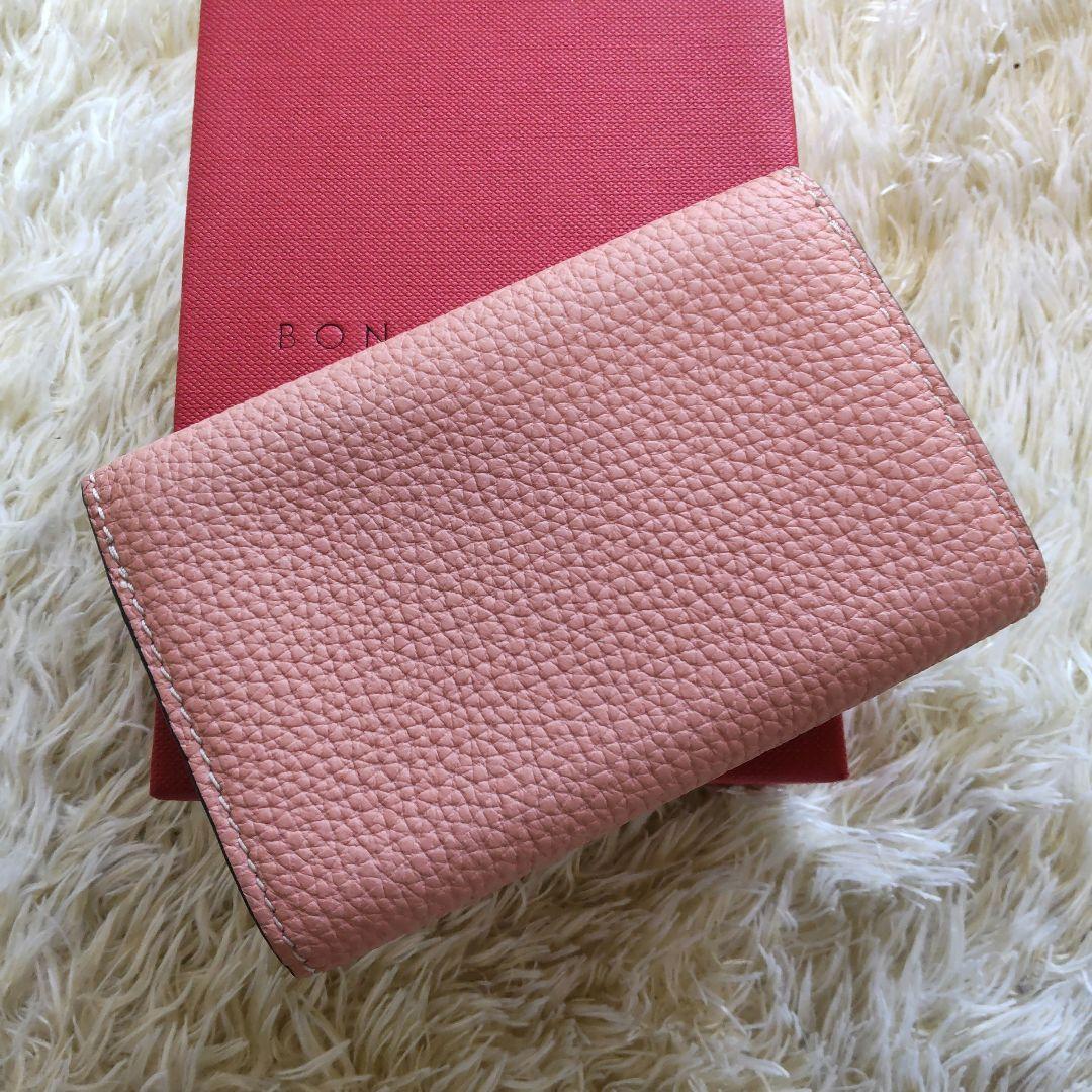 極美品✨ボナベンチュラ　ビジネス　カードケース　シュリンクレザー　シボ革　ピンク