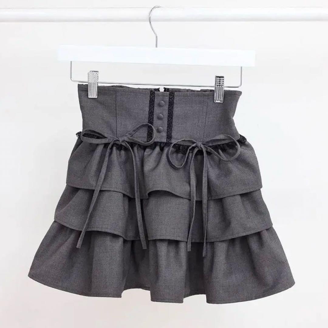 ♡ハニーミュウ♡ティアードフリルスカート グレー