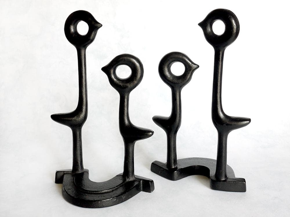 南部鉄器 ブックエンド バード　2体セット　馬場忠寛