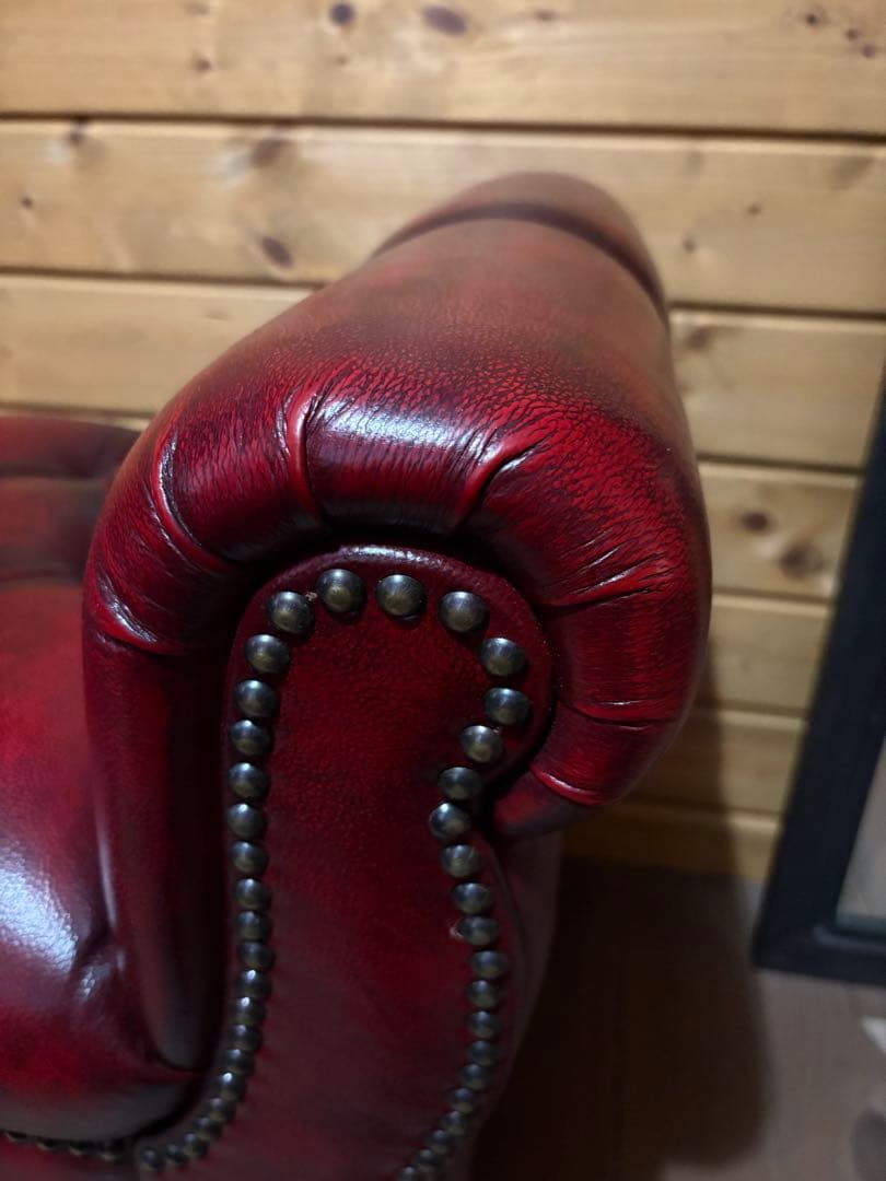 極上美品★チェスターフィールドソファ★希少 ベンチタイプ イギリス 牛革