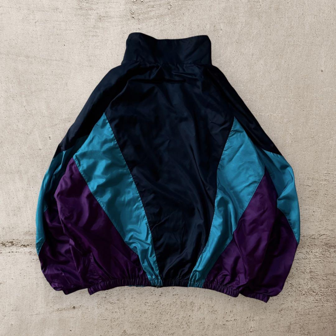 希少80s adidasナイロンジャケットトレフォイル刺繍ロゴレトロY2K古着M