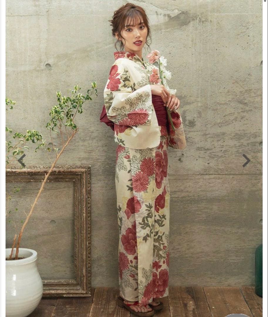 Dita 浴衣・帯・下駄セット 赤 夏の牡丹重ね