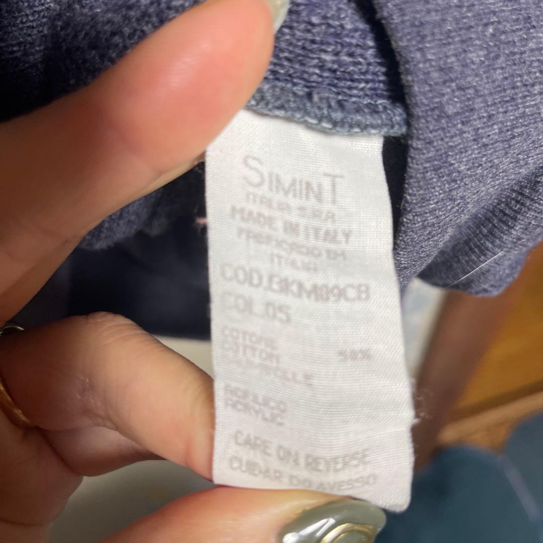 Giorgio Armani リブ編みニットセーター Lサイズ ダークブルー