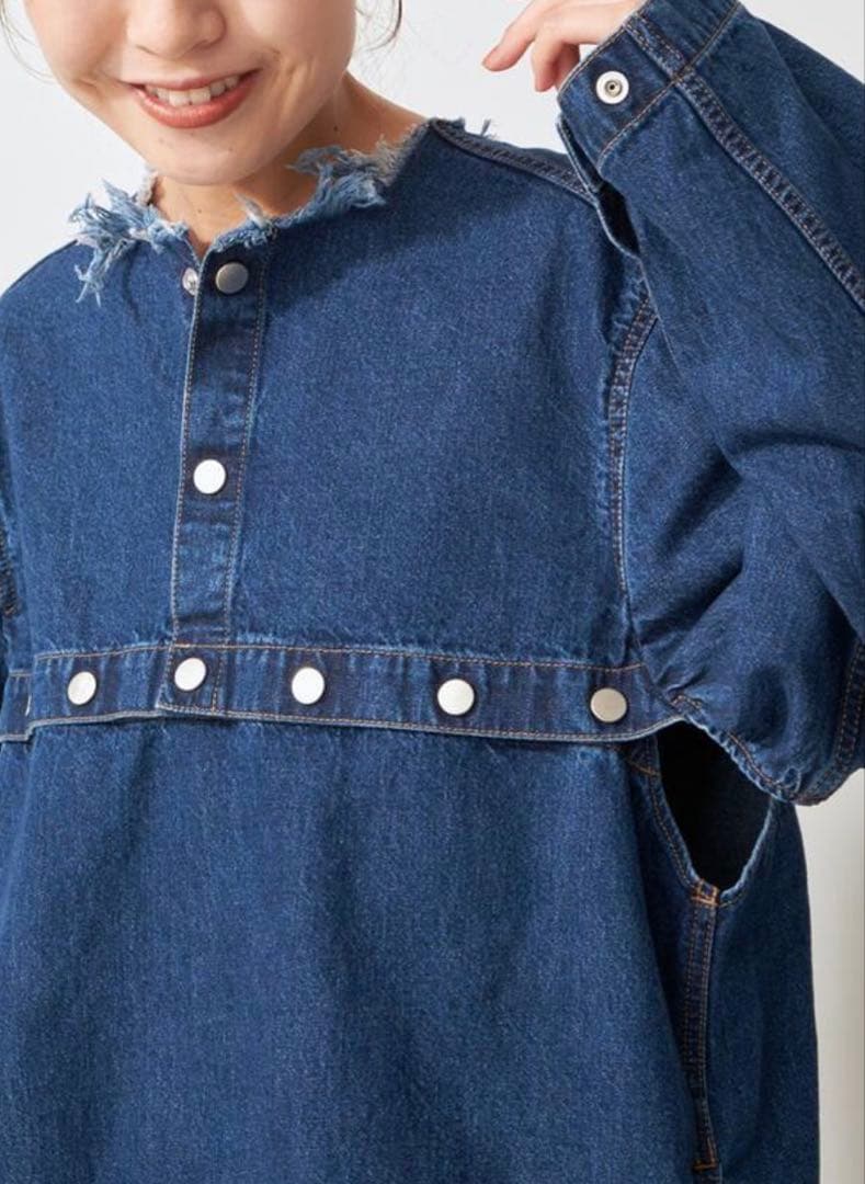 CURRENTAGE / カレンテージ ノーカラーデニムジャケット