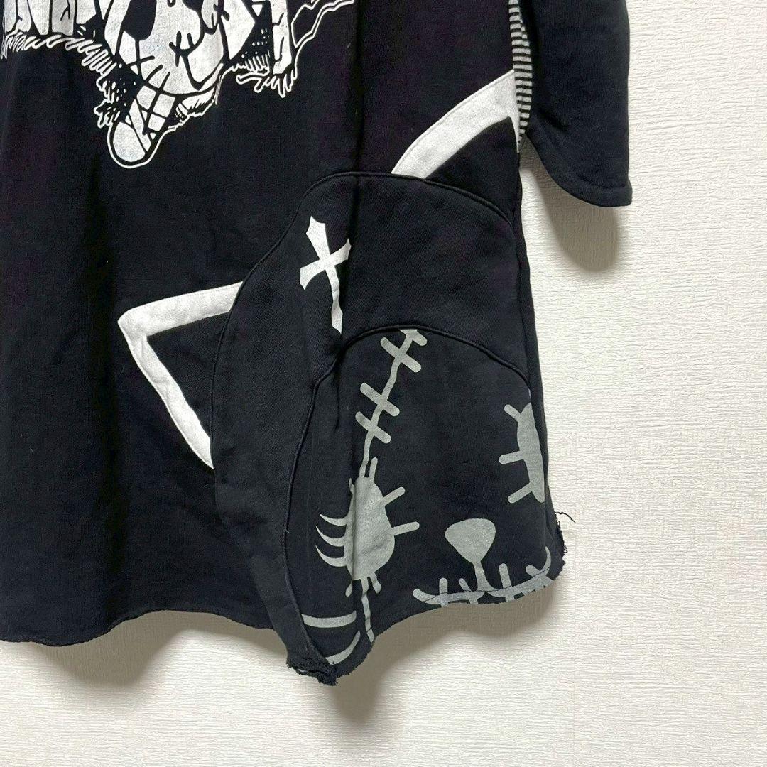 HANGRY&ANGRY　ネコミミパーカー　ロング丈　ブラック　チャームあり