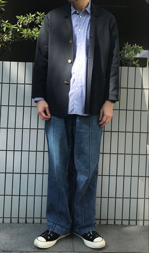 3036yトラディショナルウェザーウェア 金ボタンニットジャケット 紺 S