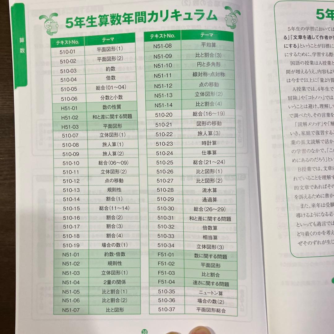 サピックス 小5 算数 テキスト 1年フルセット全58回 春夏冬期講習付き