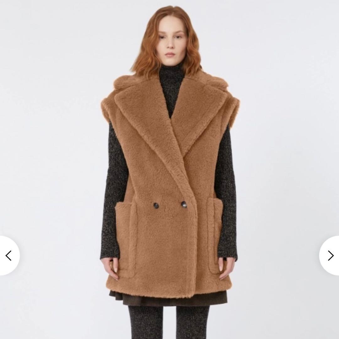 【新品鑑定付】36 MAXMARA BREDA1234 テディベアジレ キャメル