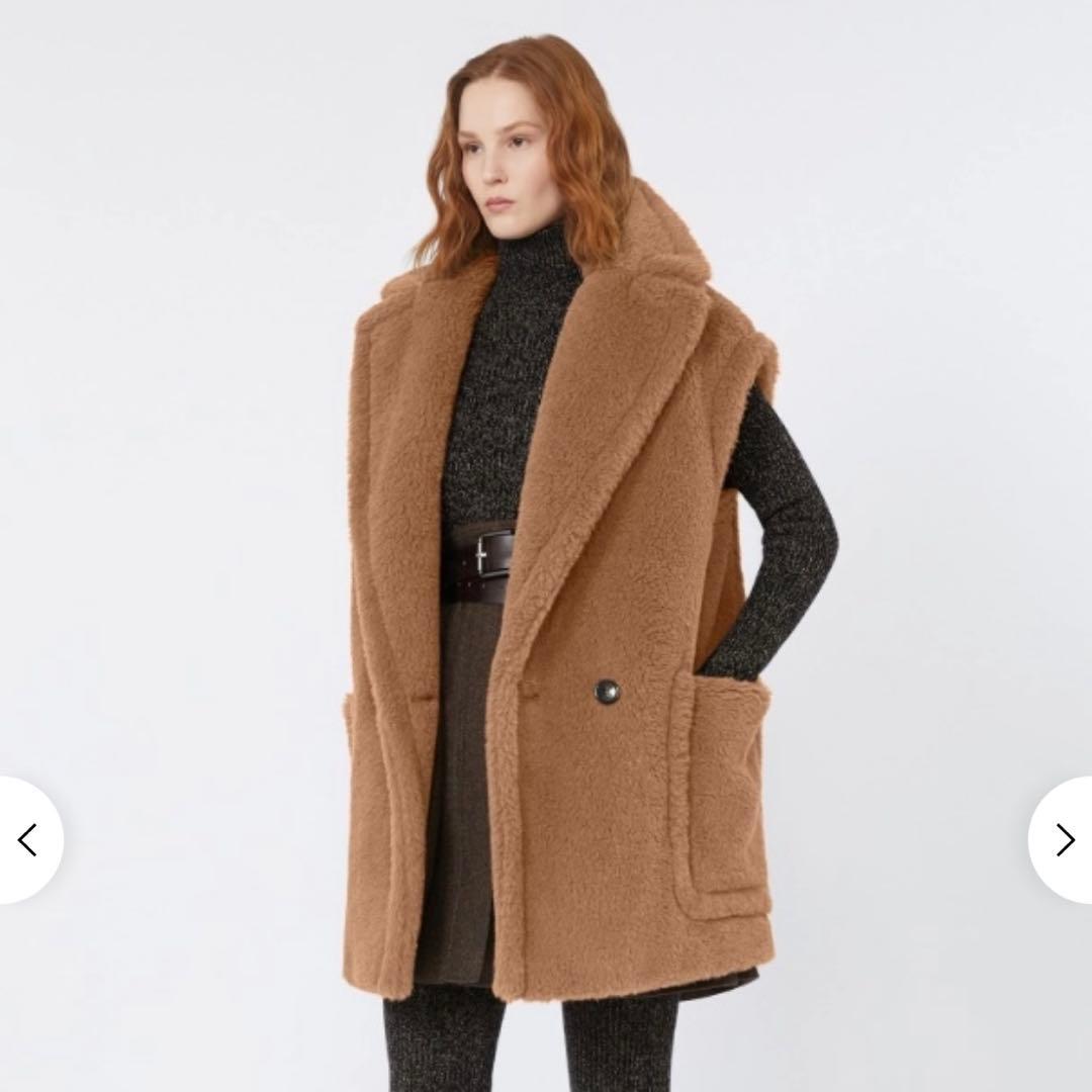 【新品鑑定付】36 MAXMARA BREDA1234 テディベアジレ キャメル