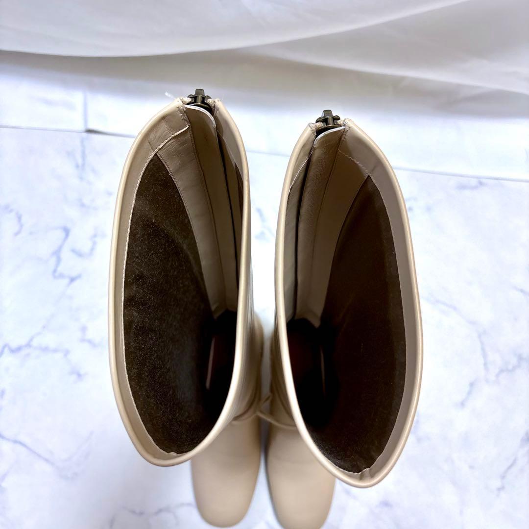 極美品 Loro Piana レザー ロングブーツ 23cm ベージュ 本革