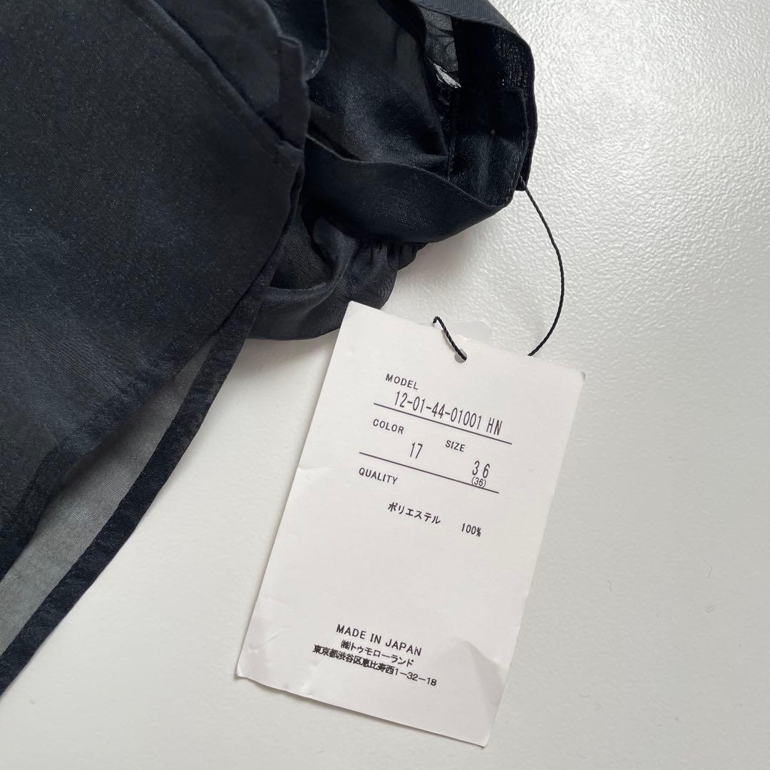 2025購入　新品　マカフィー　ソフトオーガンジーバンドカラーブラウス　ブラック