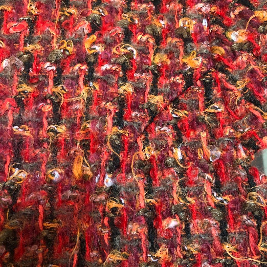 lemonsan 　YOKO CHAN♡36♡赤系ツイードひざ丈ワンピース