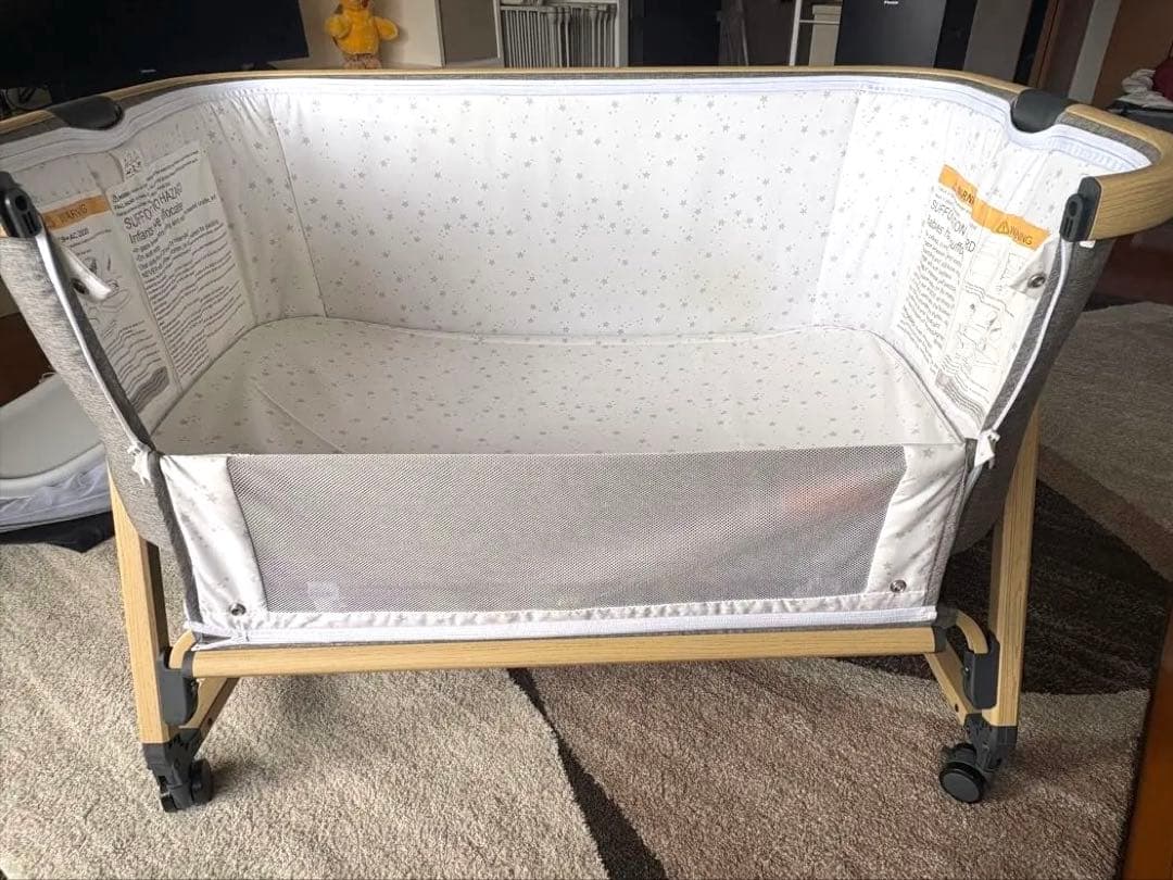 【美品】maydolly 折りたたみ式ベビーベッド グレー