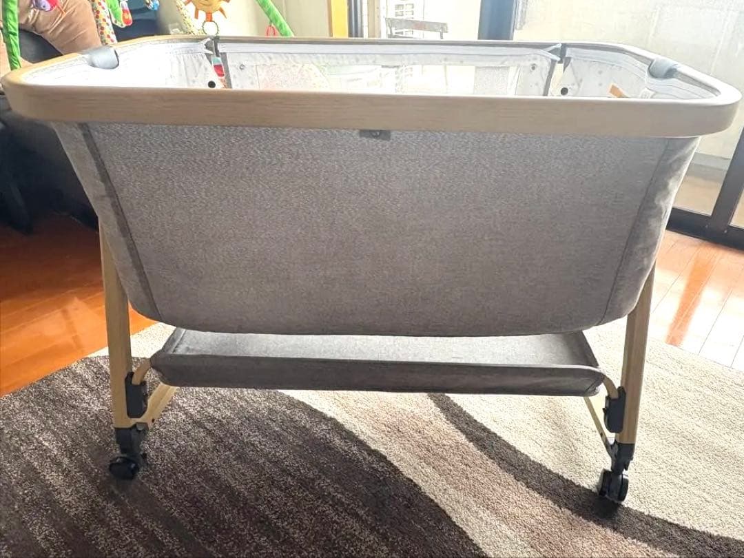 【美品】maydolly 折りたたみ式ベビーベッド グレー