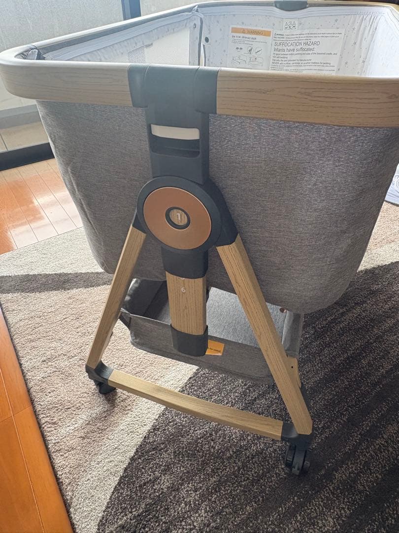 【美品】maydolly 折りたたみ式ベビーベッド グレー