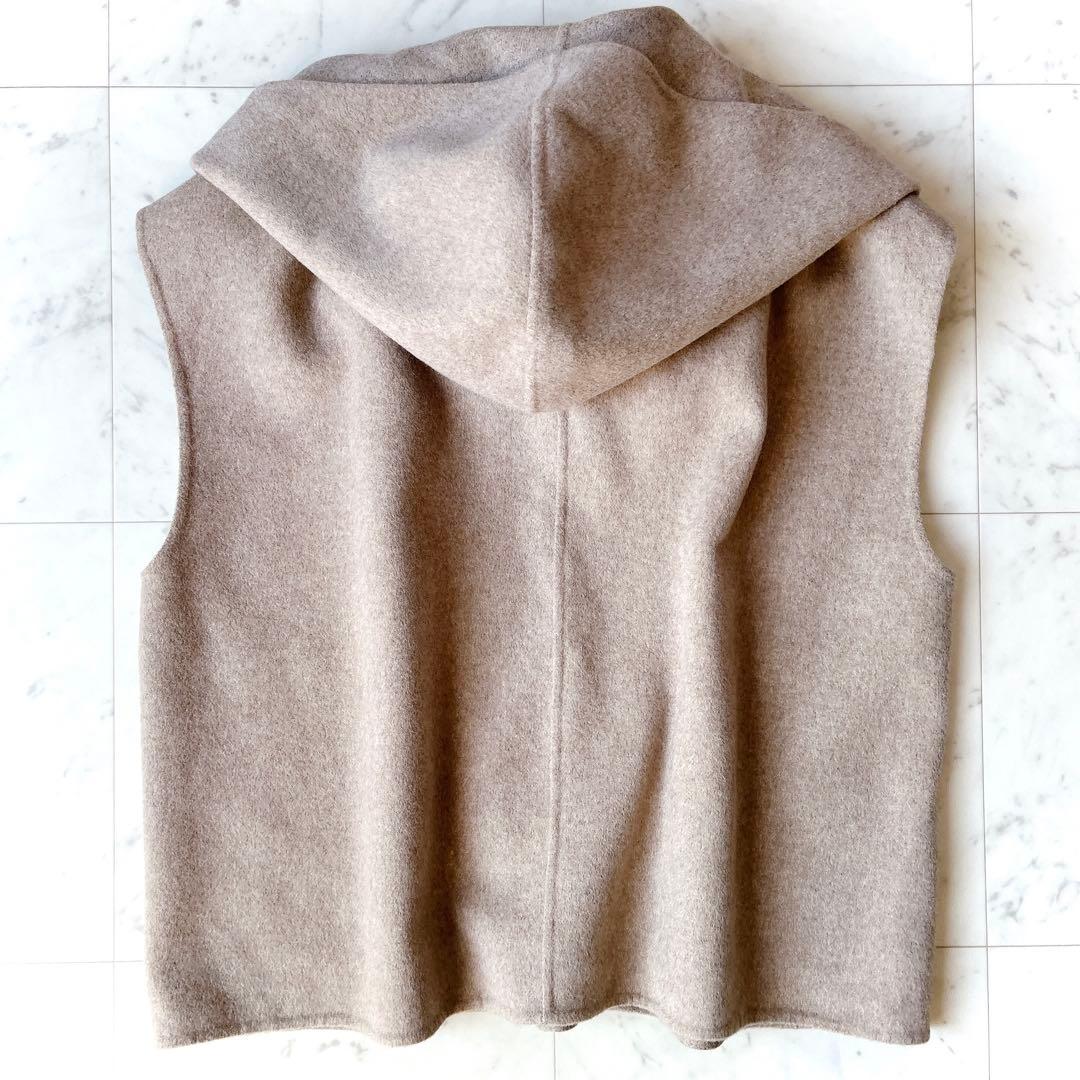 美品 ユナイテッドアローズ ベスト ジレ フード付き ノーカラー ベージュ F