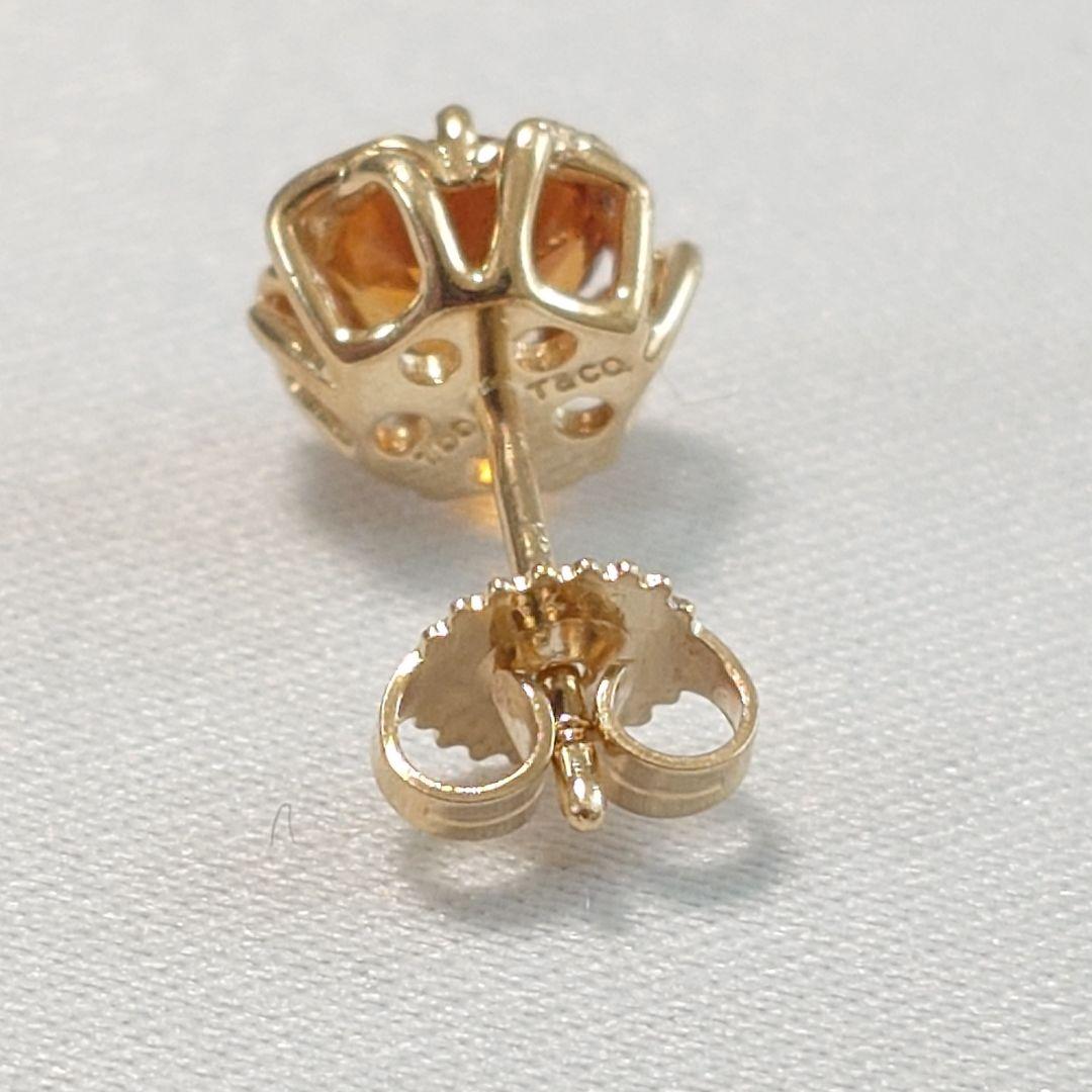 【美品】ティファニー K18YG シトリン ピアス 片耳用 6679
