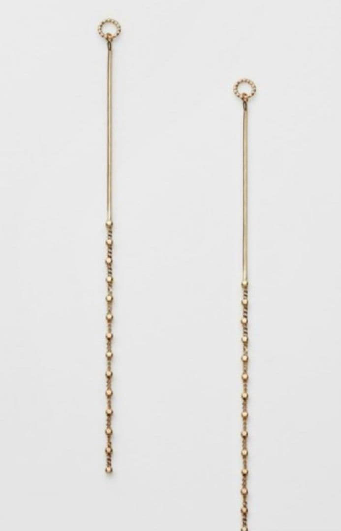 アガット　ゴールドロングチェーン　ピアスチャーム