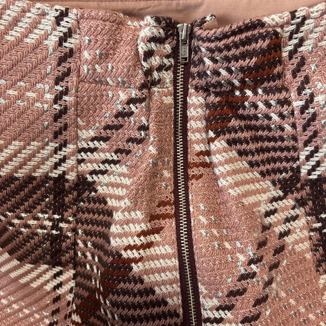 SNIDEL ロービングチェックミニスカート サイズ0 ピンク スナイデル