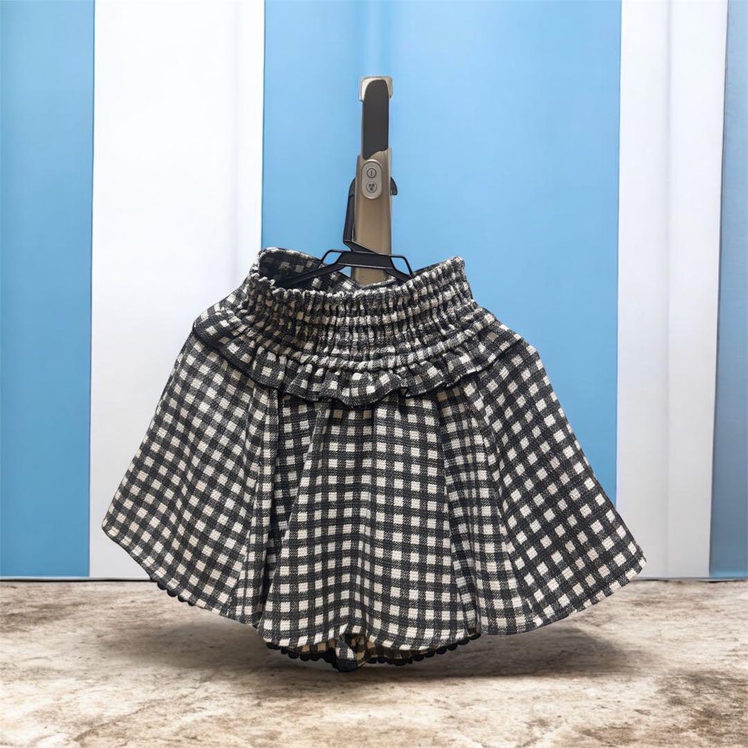 【LIZLISA】ギンガムツイードサスペンサー付スカパン