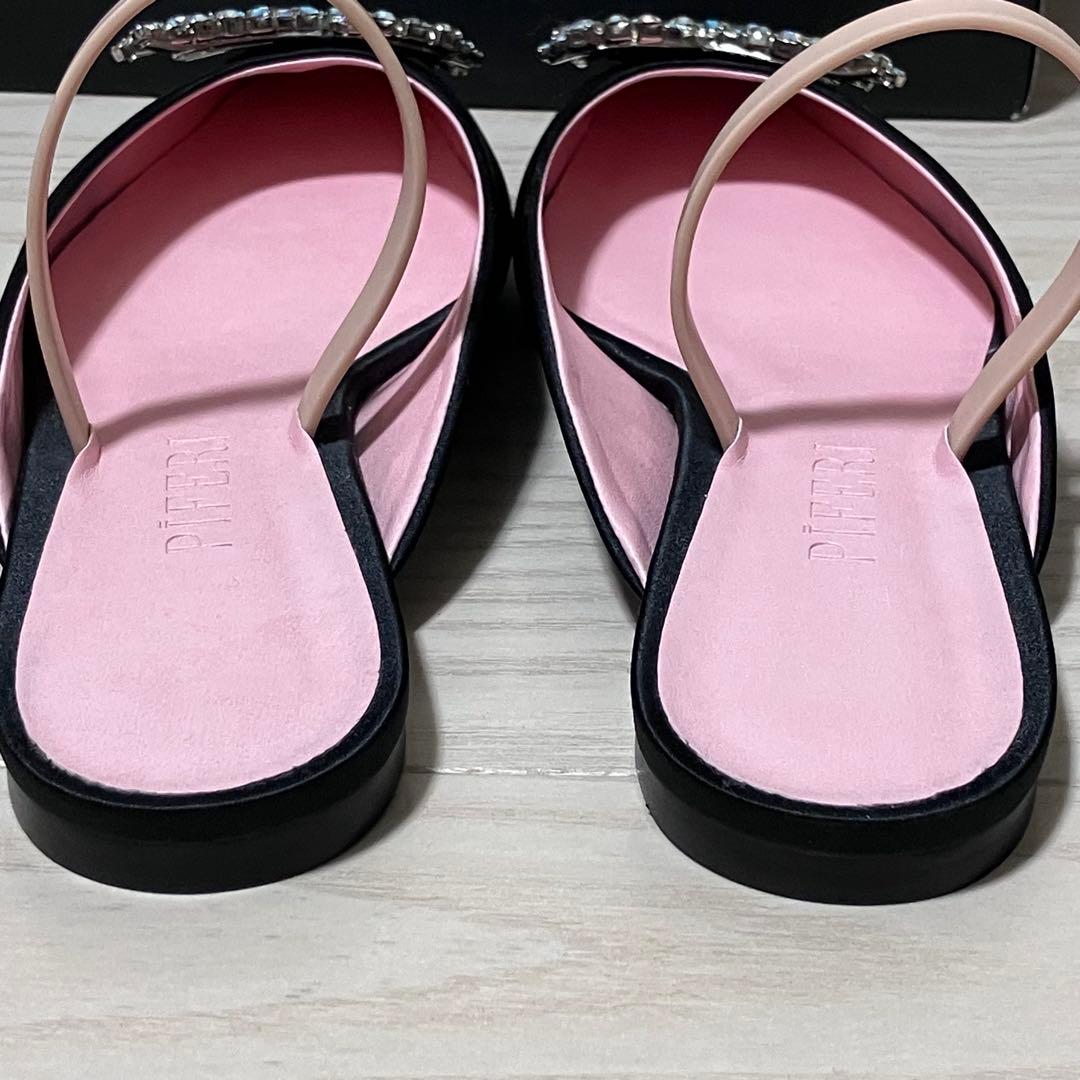 【美品】PIFERI フラット　サンダル　クリスタル　ビジュー　ビーガン　40