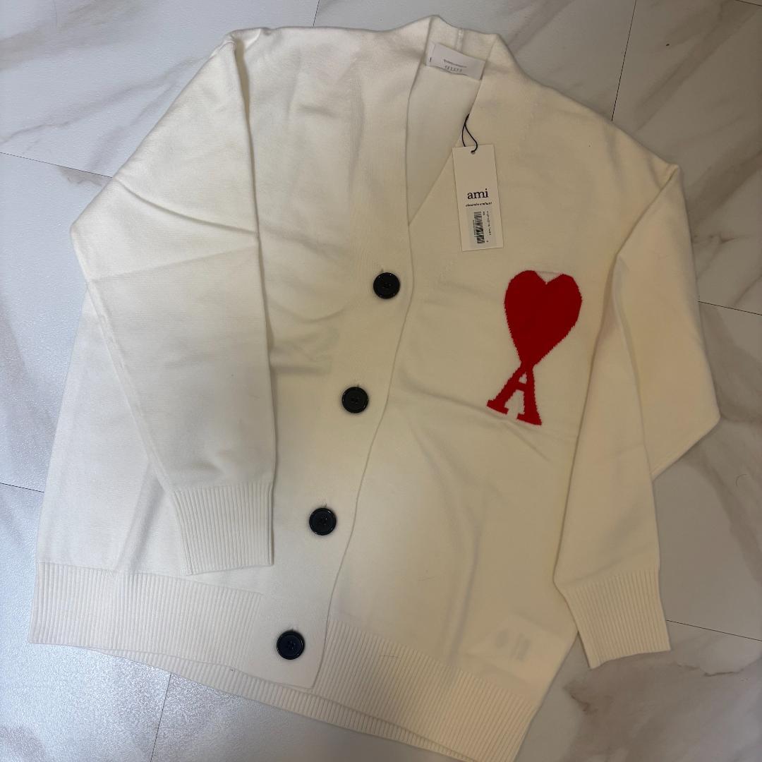 Ami Paris アミパリス ハートロゴ カーディガン 白 M