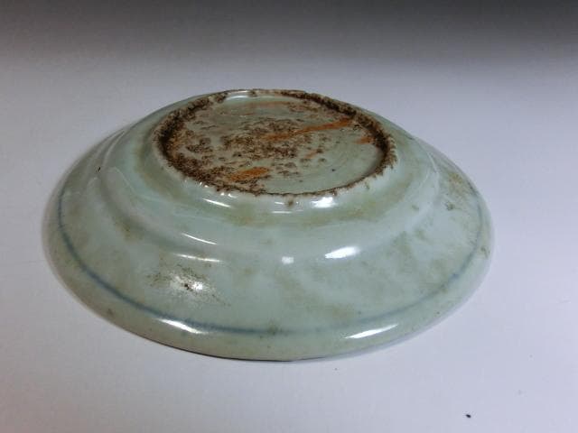 皿■中国明王朝期 花唐草 砂高台 鳳凰芙蓉文様 呉須染付皿 砂高台 古玩 唐物■