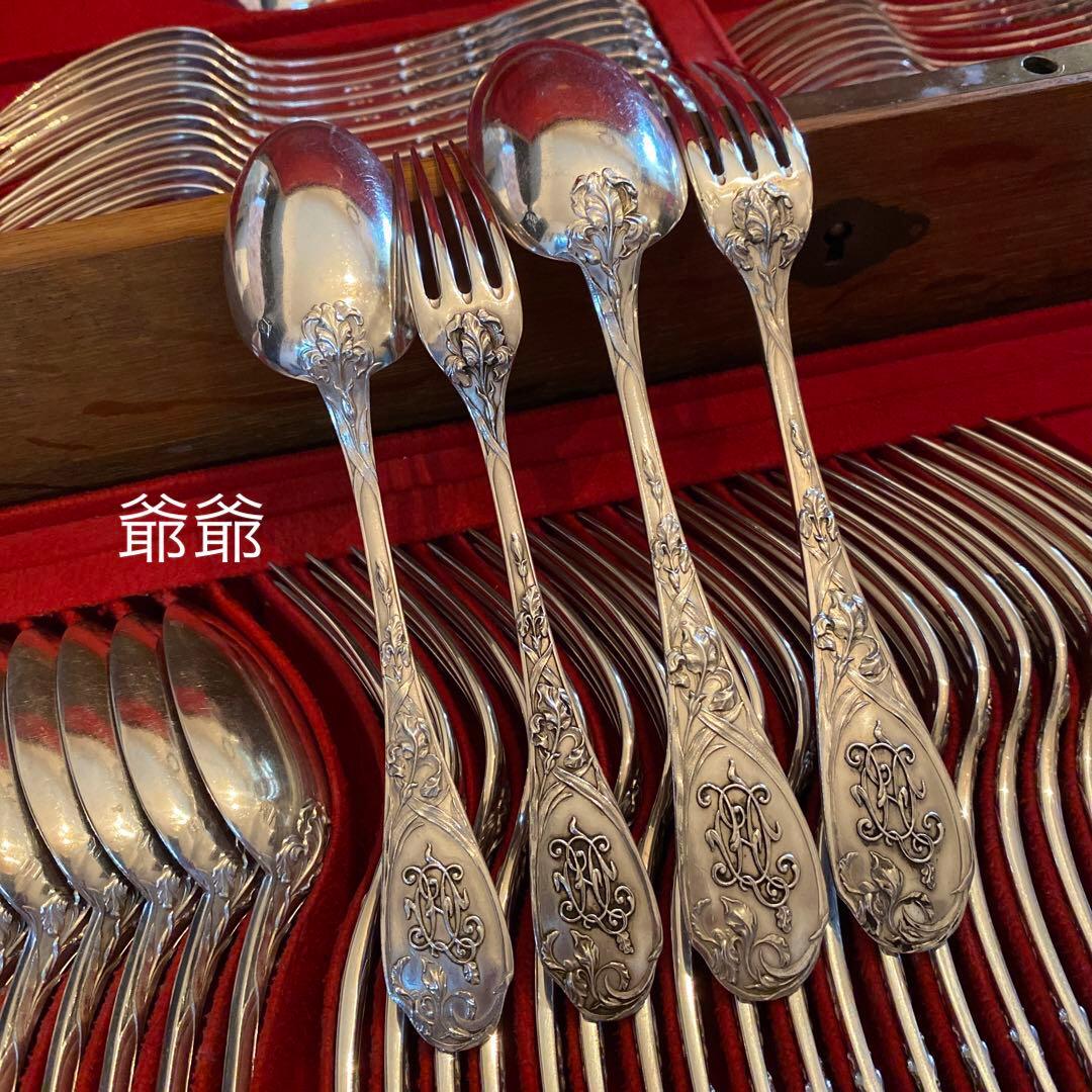 Puiforcat ピュイフォルカ／「アイリス」純銀製 カトラリー ４本セット