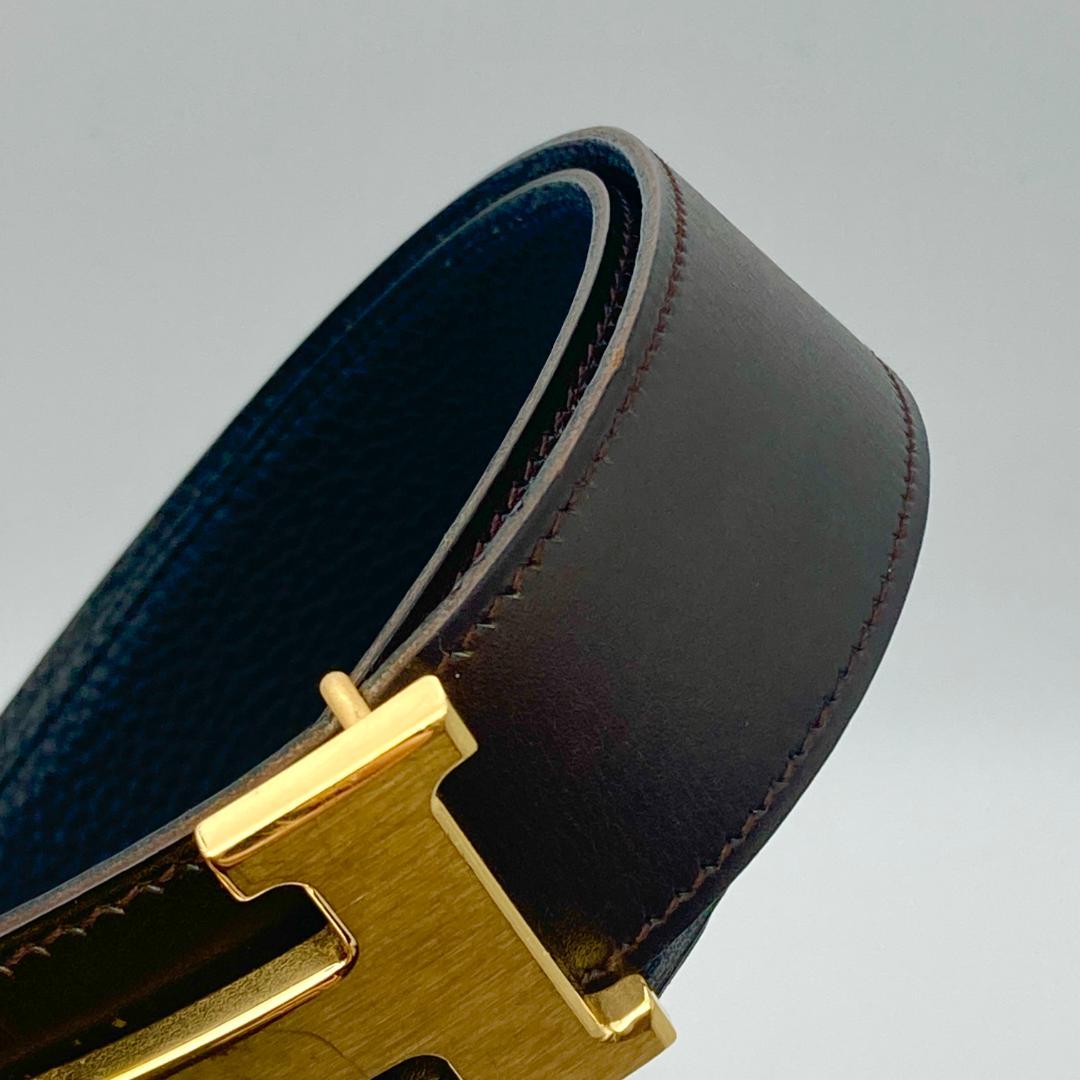 美品　エルメス　ベルト　コンスタンス　Hバックル　ブラウン　ゴールド