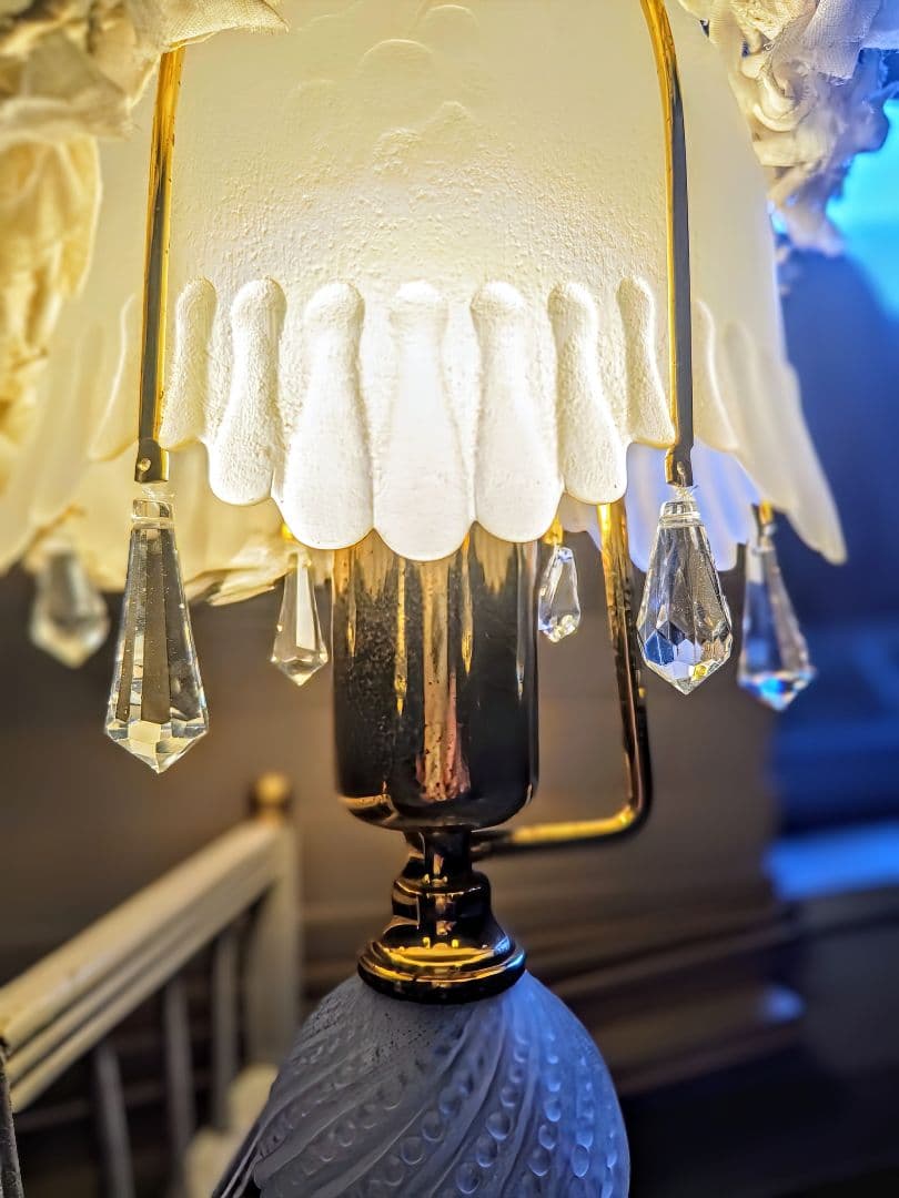 フランスアンティーク✨️布花冠・テーブルランプ ２点セット ブロカント