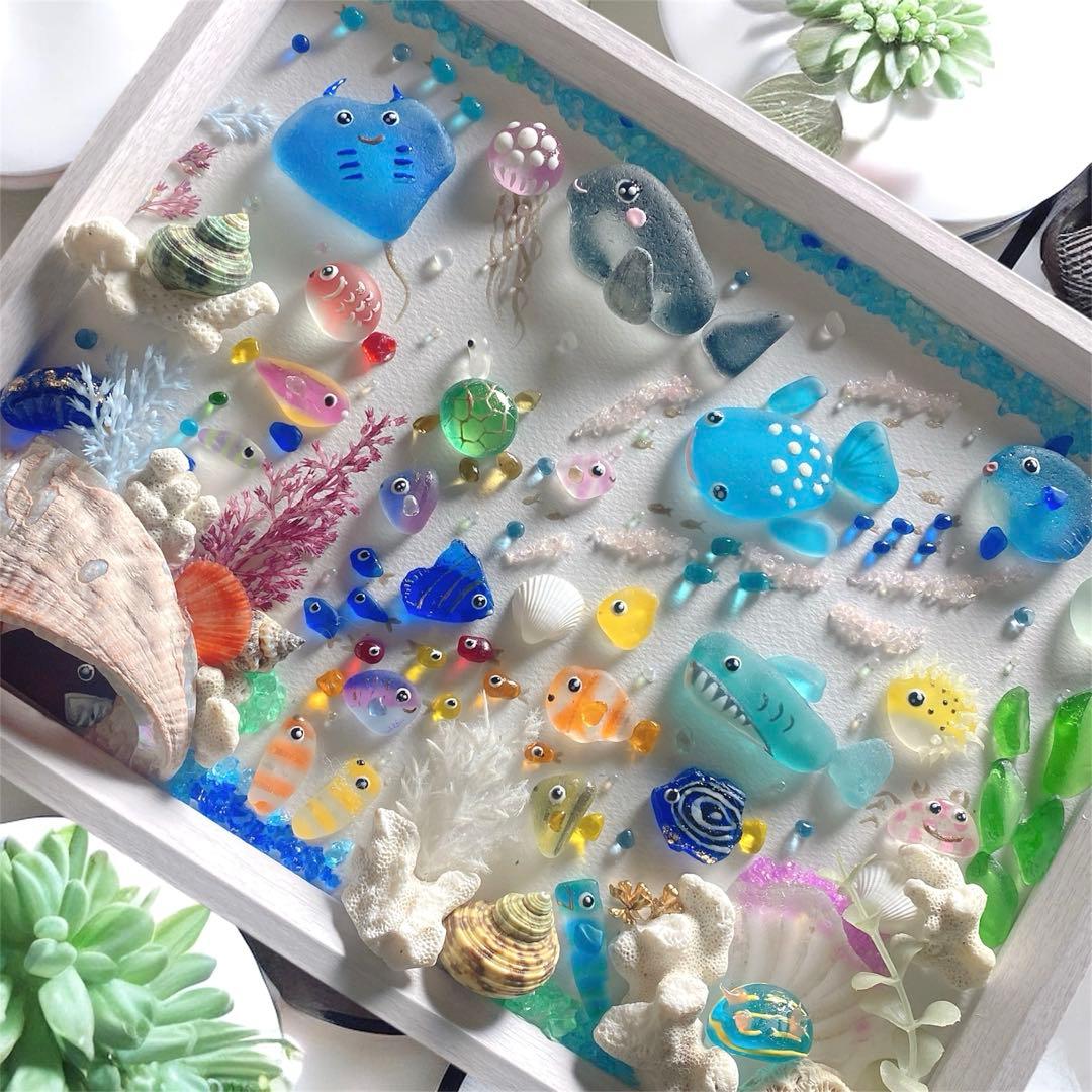 inuinu様　①②シーグラスアート　水族館　アクアリウム