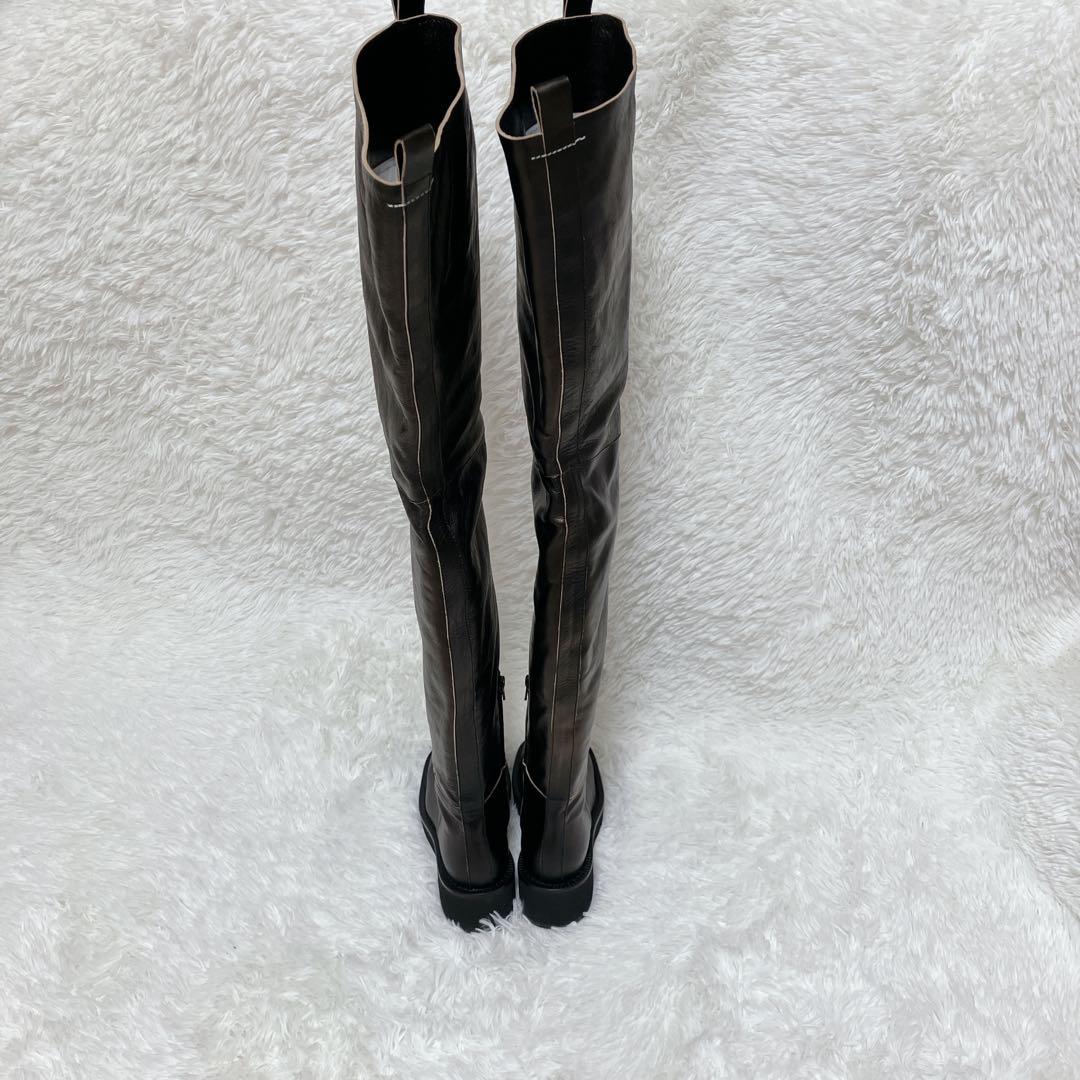 【定価18万】希少 美品 マルジェラ MM6 サイハイ ロングブーツ レザー 黒