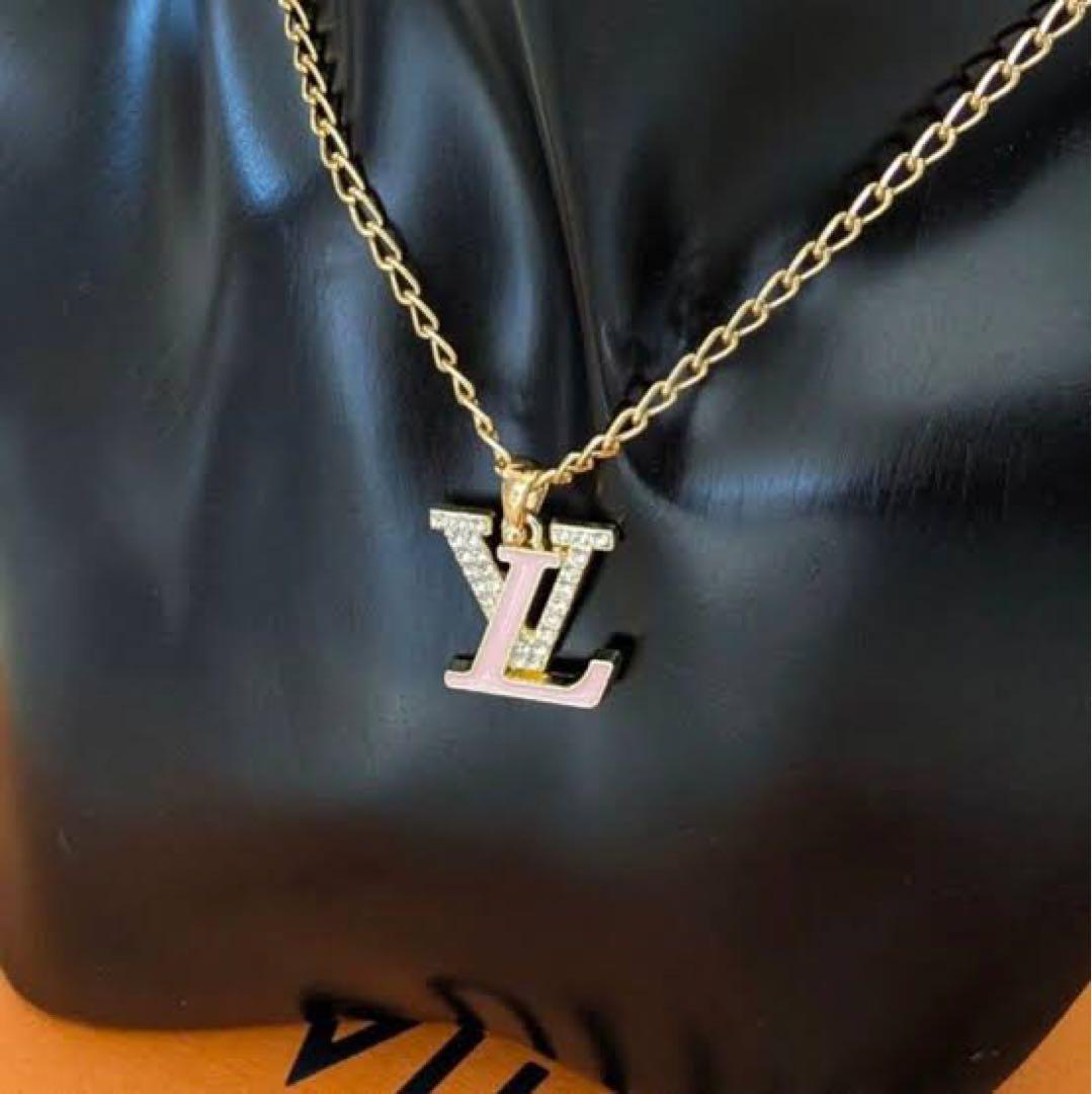 Louis Vuitton ロゴネックレス ゴールド/ピンク