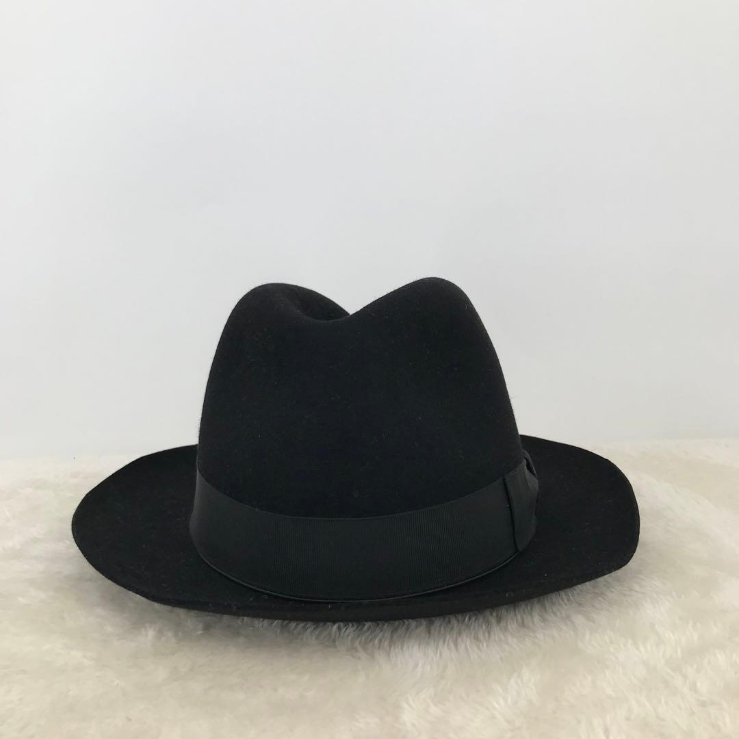 ボルサリーノ　ハット　57　ブラック　ラビットファー　イタリア製