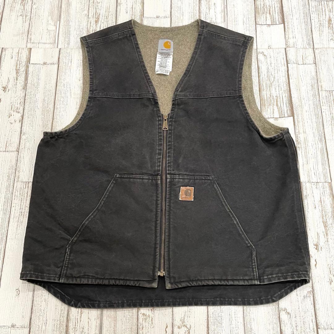 【希少モデル！】Carhartt カーハート　ダック　ベスト　ブラック　黒　ボア