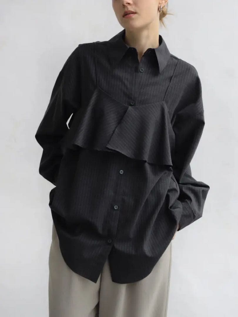 Aga マニッシュストライプアンサンブルシャツ