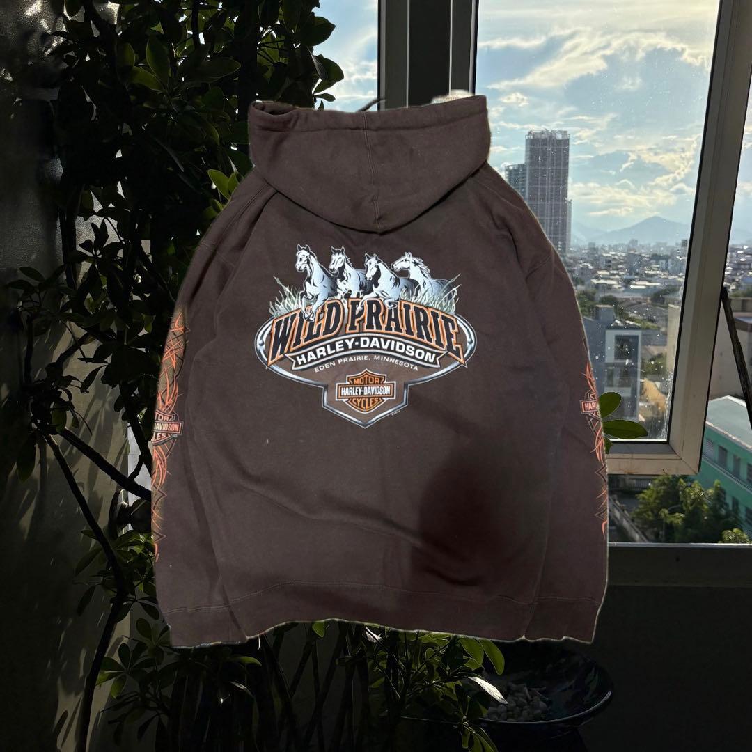 ハーレー ダビッドソン パーカー y2k 平成ギャル ブラウン 馬