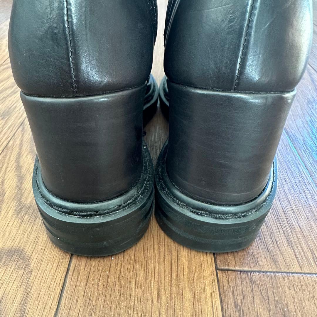 MIHARA YASUHIROブーツ　ブラックレザーウェッジソール