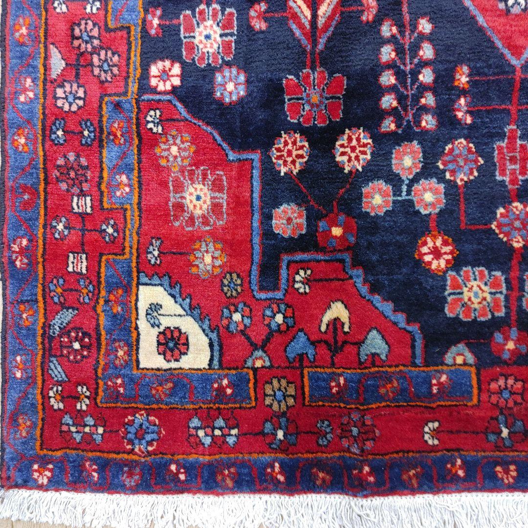 ペルシャ絨毯 205x135 手織り 美術品 草木染 ハマダン産クリーニング済み