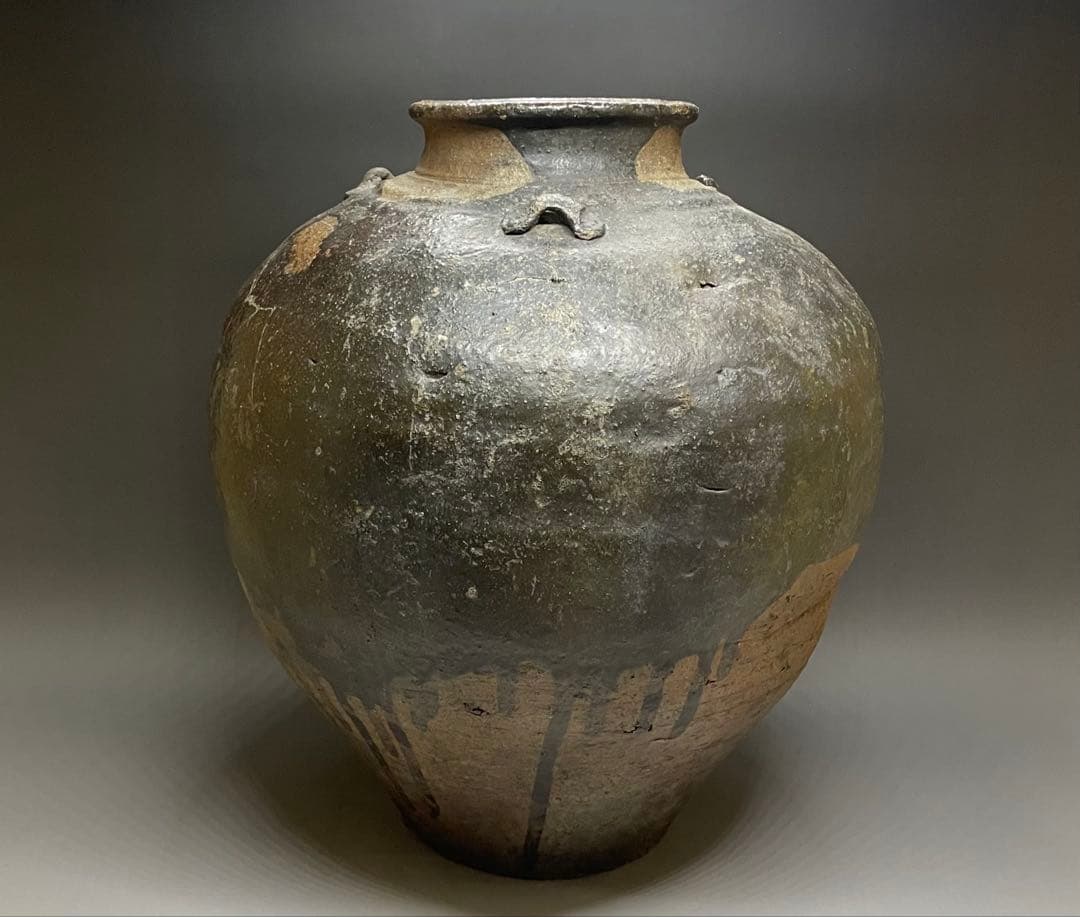 大壺　37cm 　古信楽焼　三耳壺　江戸時代　T.c543