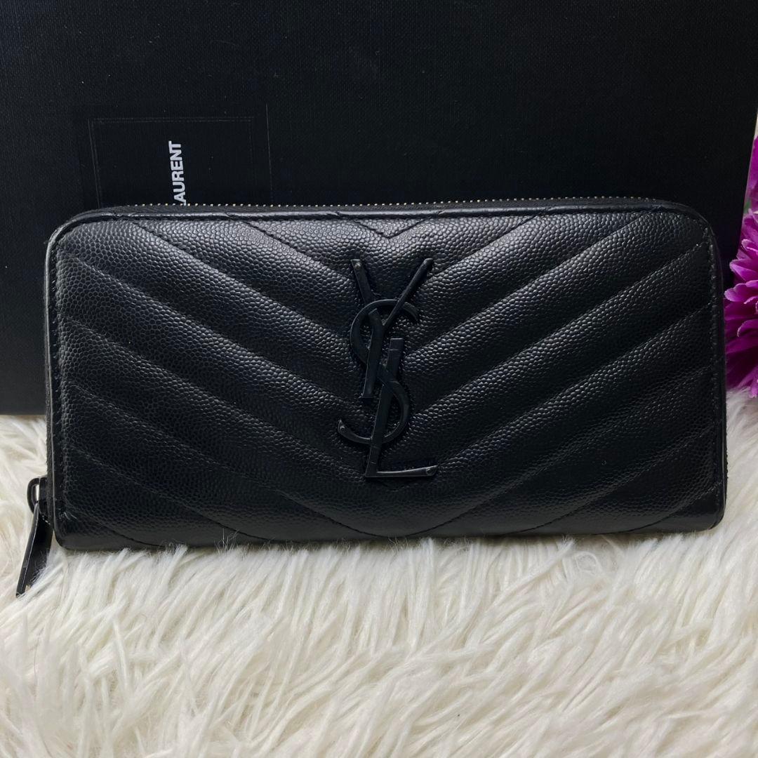 【✨美品✨】 サンローラン カサンドラ 長財布 ラウンドファスナー ブラック