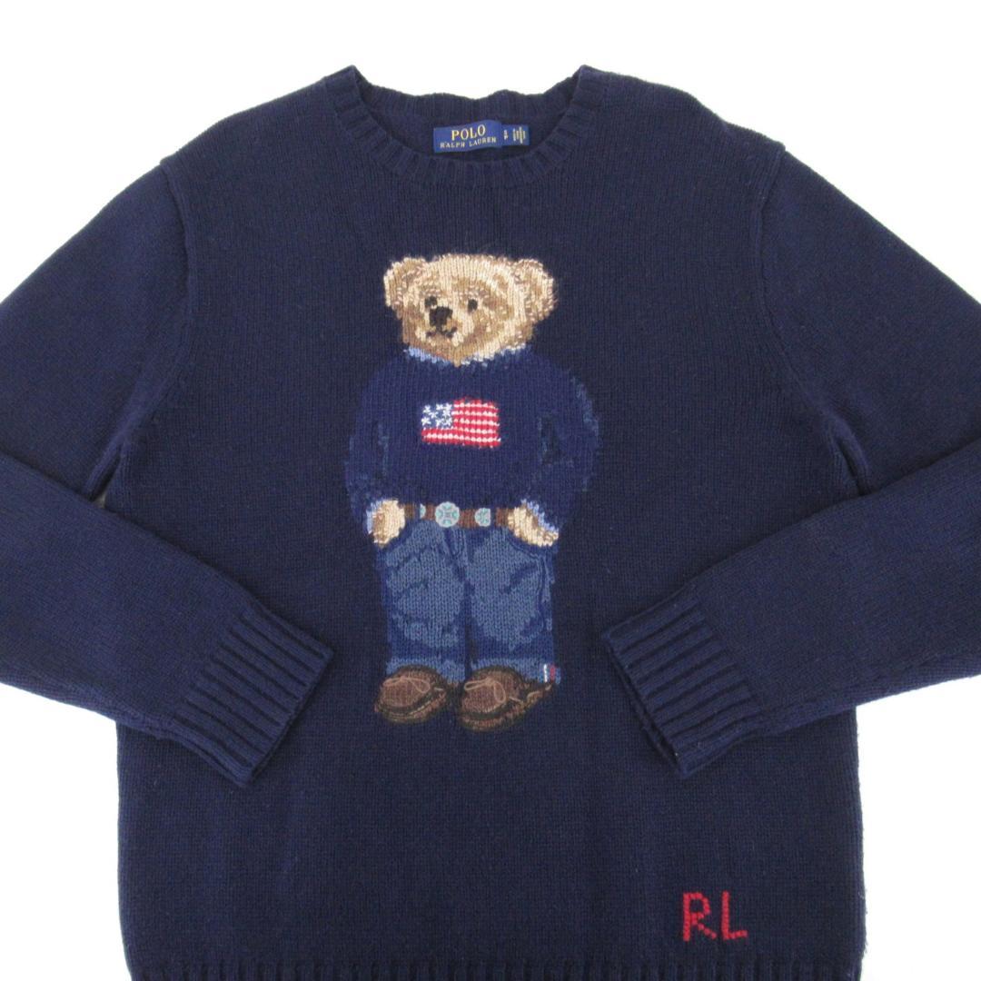 POLO RALPH LAUREN ポロベア ウールニットセーター S ネイビー